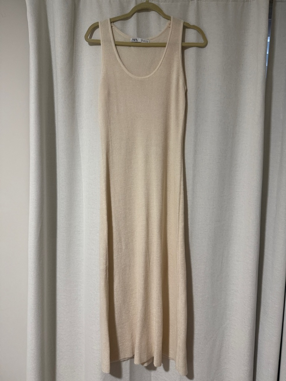 ZARA Cream Ribbed Maxi Dress